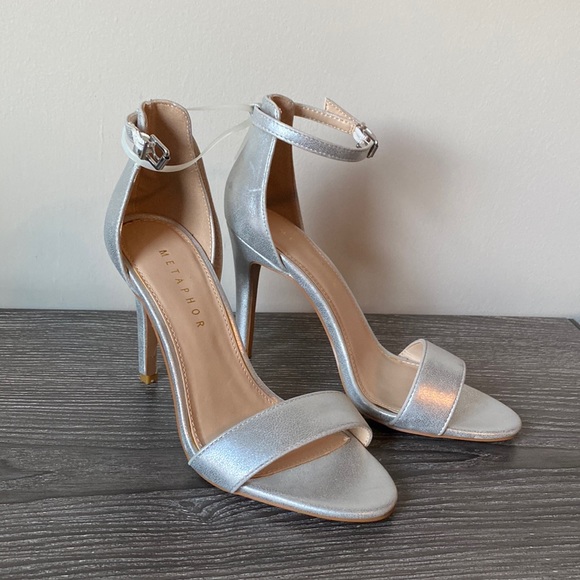 Metaphor Shoes - Never worn silver strappy heel sandals